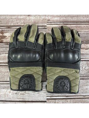 Belstaff Hampstead Motorbike Leather Gloves Black / Forest Green Size 2XL Moto